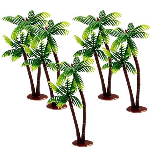 Mini Artificial Palm Trees - 5 Pack Tropical Decor for Fairy Gardens & Dioramas
