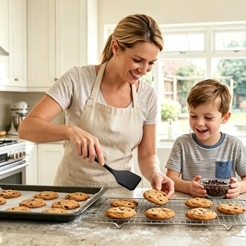 PROXIMY Black Small Silicone Spatula Set - Heat-Resistant Mini Kitchen Utensils