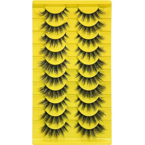 Wispy Cat Eye False Eyelashes - Fluffy Faux Mink Strip Lashes 10 Pairs