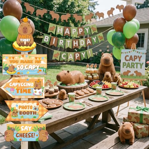 20 Pcs Capybara Birthday Party Directional Signs Decoration