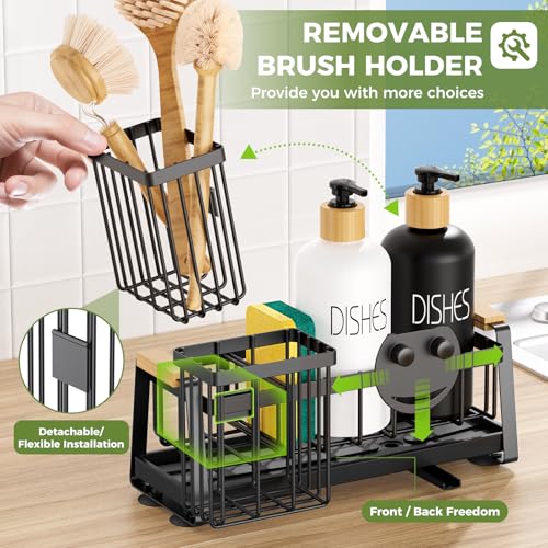 AUMOVAWA Kitchen Sink Caddy Organizer with Dish Brush Holder & Suction Cups