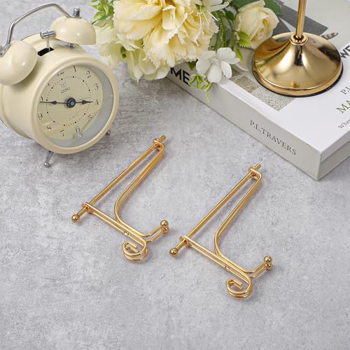 2PCS Gold Plate Stand 4 Inch Small Easel Display Holder