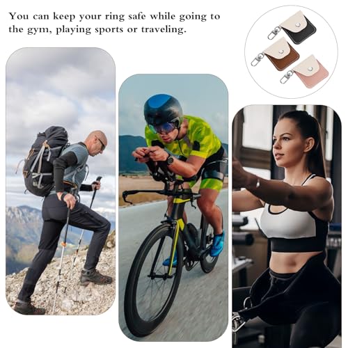 3PCS Leather Ring Holder Keychain - Compact Travel Jewelry Case