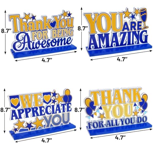 Employee Appreciation Wooden Table Sign Centerpiece, 4.7x8.7 inch, 4-Pack