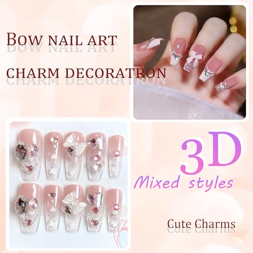 JOTINEL 3D Bow & Butterfly Nail Charms with Pearls and Tools