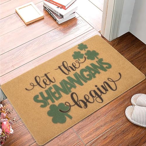 St. Patrick's Day Shamrock Welcome Doormat - 17" x 29" Non-Slip Entry Rug
