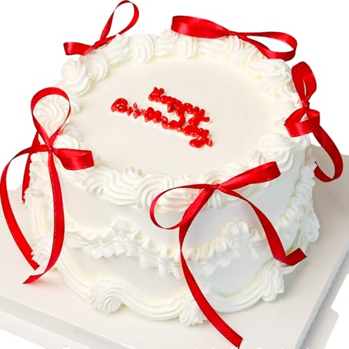 Red Satin Bow Cake Toppers - 20 Pcs Decorative Ribbons for Parties