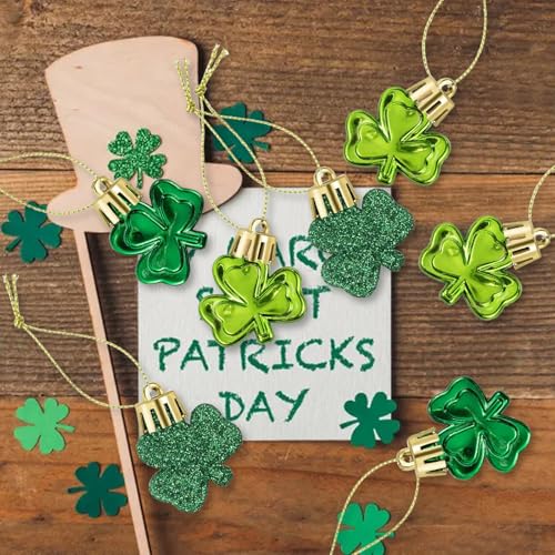 36Pcs St. Patrick's Day Shamrock Ornaments Set for Tree Decor