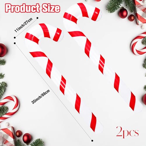 Large Inflatable Candy Cane Balloons - 35 Inch Christmas Decorations, 2 Pcs - Red Candy Cane, Holiday Pool & Indoor Decor