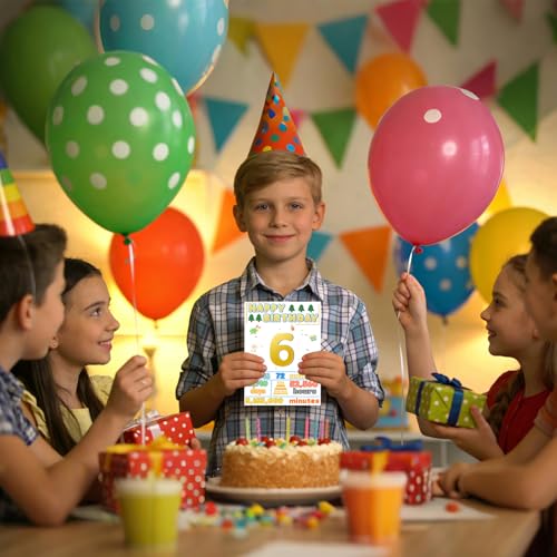 6th Birthday Card with Glitter Envelope - Premium 6 Year Old Gift