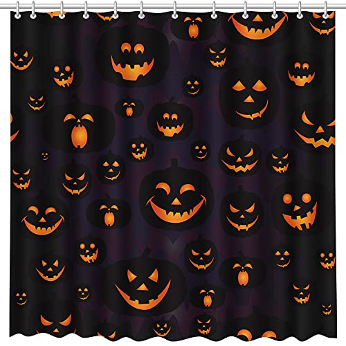 MEHOFOND Purple Halloween Pumpkin Shower Curtain - 72x72 Inch