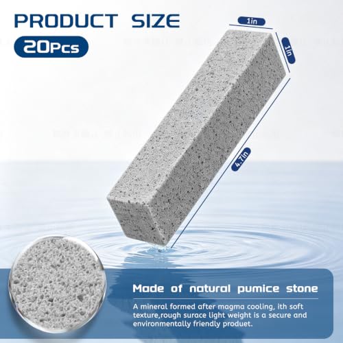 20 Pack Pumice Stone Toilet Bowl Cleaner - Natural Scouring Sticks for Tough Stains
