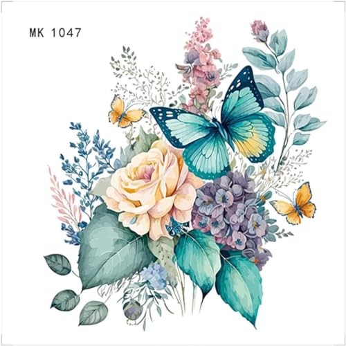 Peony Butterflies Toilet Stickers - Waterproof Self-Adhesive Decals