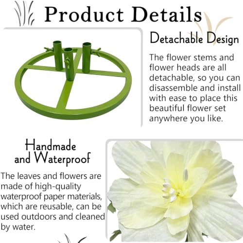Yellow Artificial Giant Flowers Set Waterproof Wedding & Home Decor - Adjustable Stems
