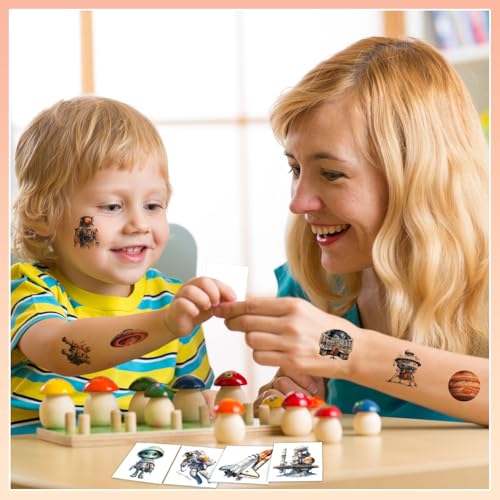 102 Pcs Space Temporary Tattoos for Kids Astronaut Planet Rocket Party Favors