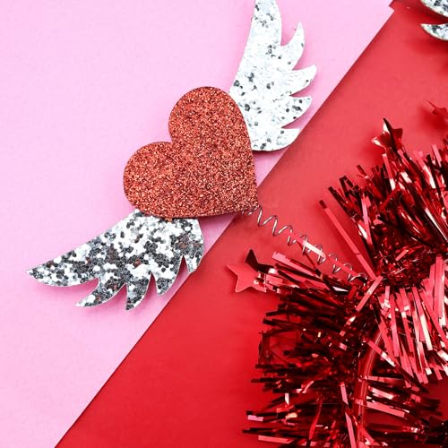 Needzo Valentine's Day Heart Bopper Headband with Sparkly Angel Wings