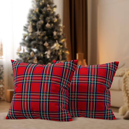 Christmas Pillow Covers 18x18 inch Set of 4 for Holiday Decor