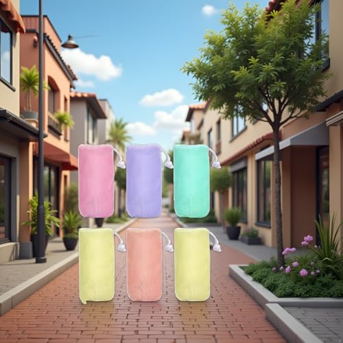 Exfoliating Mesh Soap Pouch 6 Pack Drawstring Foaming Net for Body