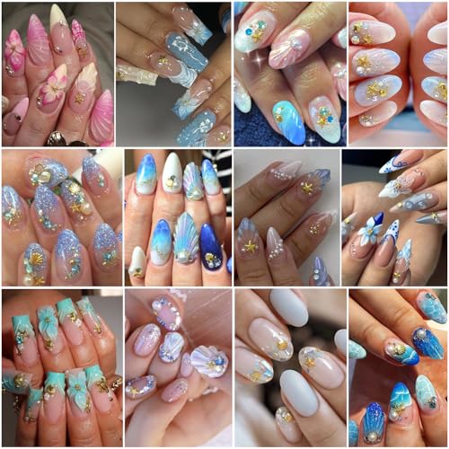 Ocean Nail Charms Starfish Seashell Pearls Mixed 3D Manicure Gems