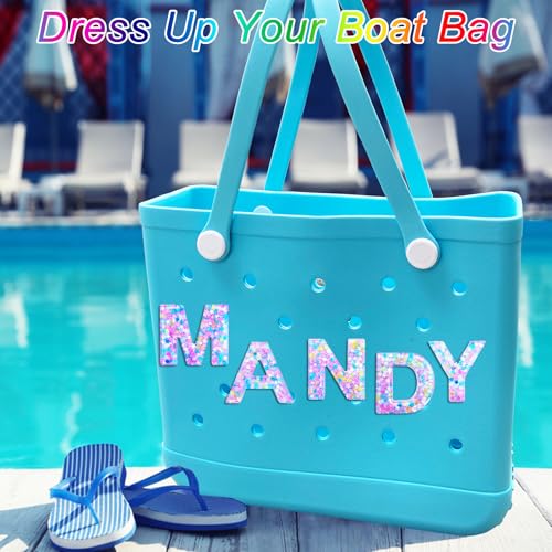HLUWA Pink Star Sequin Letter Charms for Bogg Bag & Beach Totes