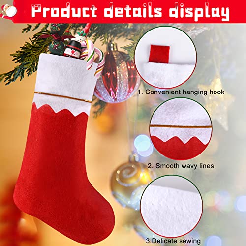 Christmas Stockings Hanging Set - Red Holiday Decor Bags, 10 Pack