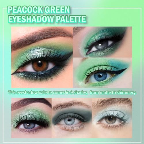 WanTuoluo Green Smoky Matte Shimmer Eyeshadow Palette with Mirror