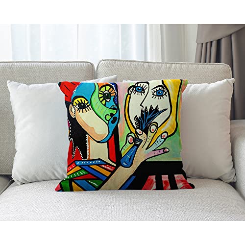 Zaueky Picasso Art Pillow Cover 18x18 Bright Colorful Woman Abstract Decor