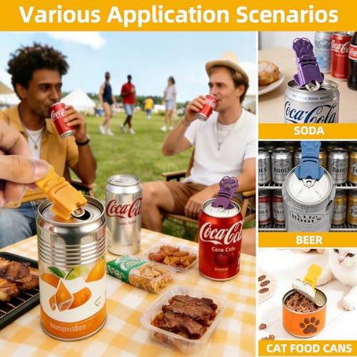 6-Pack One-Handed Soda Can Opener with Dust Covers for Cans