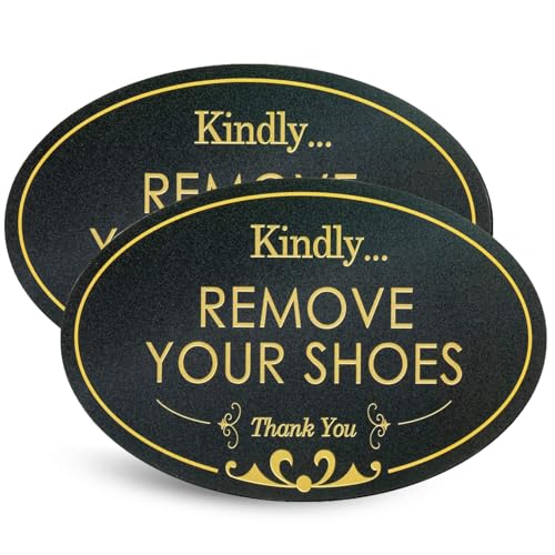 Kindly Remove Your Shoes Sign - Elegant Oval Door Sign 6.3" x 3.8"