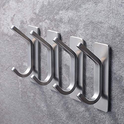 YIGII Heavy Duty Adhesive Towel Hooks, SUS304 Stainless Steel - Silver