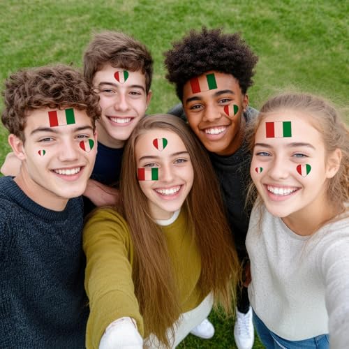 Italian Flag Temporary Tattoos - 100pc Patriotic Italy Fake Tattoo Stickers