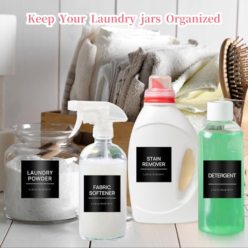 28 PCS Minimalist Waterproof Laundry Labels for Jars - Black