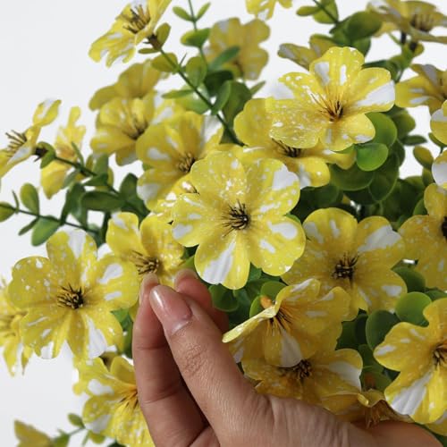4PCS 29.5" Yellow Artificial Morning Glory & Eucalyptus Bundles