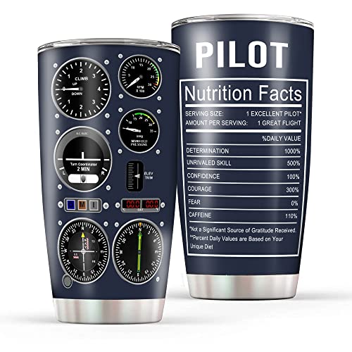 20 Oz Insulated Stainless Steel Tumbler for Pilots - Coffee Mug Gift