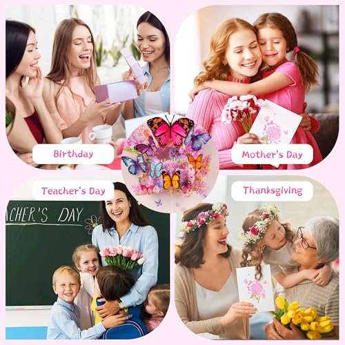 Aottom 3D Pop-Up Butterfly & Flower Greeting Card with Envelope