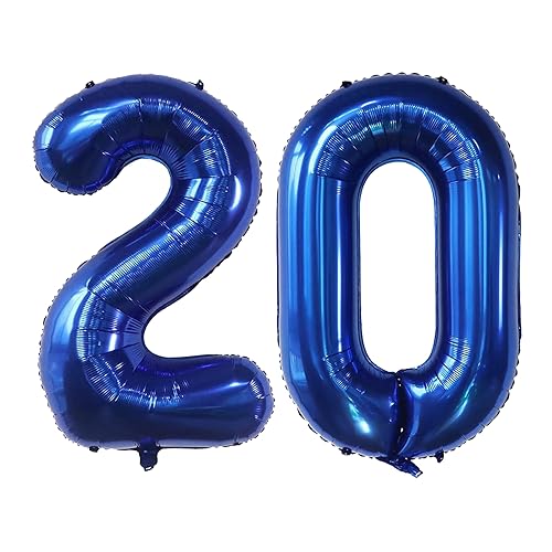 40 Inch Navy Blue Number 20 Foil Balloon for Birthday & Wedding