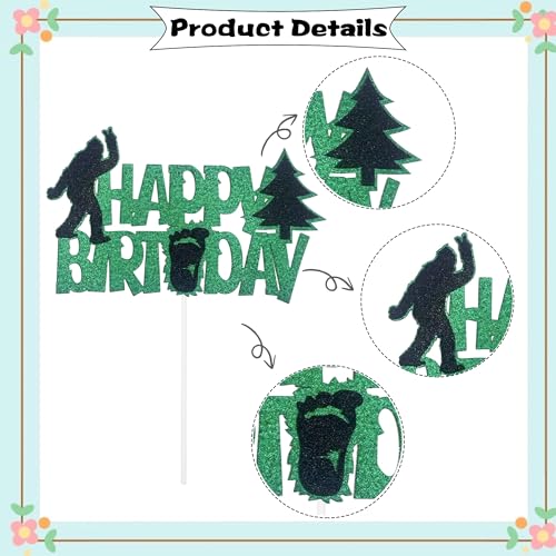 Green Glitter Gorilla Birthday Cake Topper - Jungle Theme Decor
