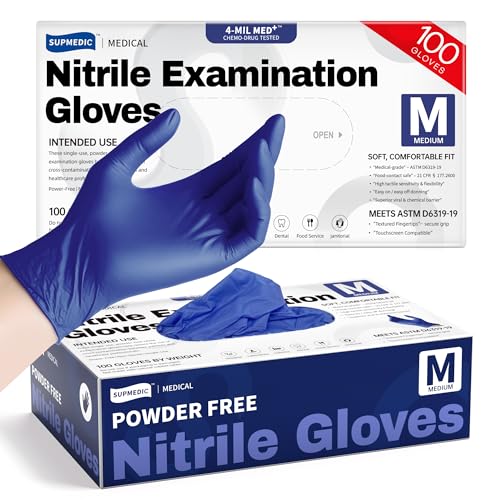 Supmedic Nitrile Exam Gloves - Medium Blue Violet, 4 Mil Powder-Free (100Ct)