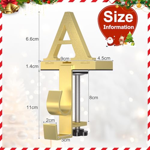 Personalized Christmas Stocking Holder with Double Hooks - Gold