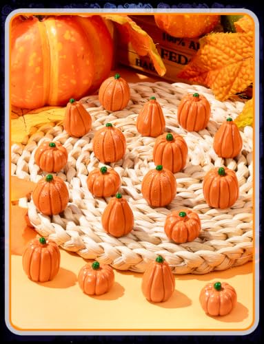 40 Mini Orange Pumpkins - Resin Fall Decor for Crafts & Displays