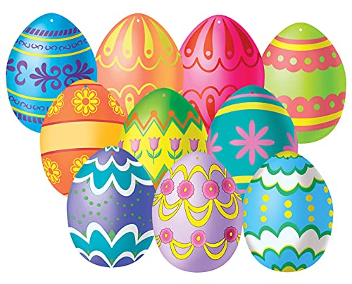 Beistle Mini Easter Egg Cutouts – 10 Double-Sided Decorations, 4.5"