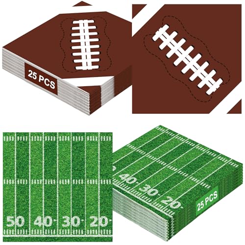Football Party Supplies - 50 PCS Disposable Napkins (6.5 Inch) for Game Day