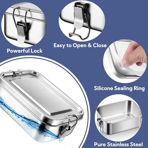 E-far Stainless Steel Bento Box, 550ml Leak-Proof Lunch Container