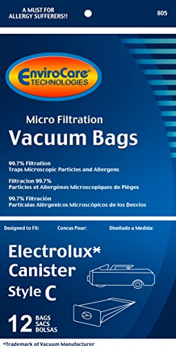 EnviroCare 4-Ply Filtration Vacuum Cleaner Dust Bags for Electrolux C - 12 Pack