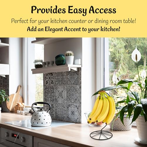 Homeries Matt Black Banana Holder Stand Modern Kitchen Counter Organizer