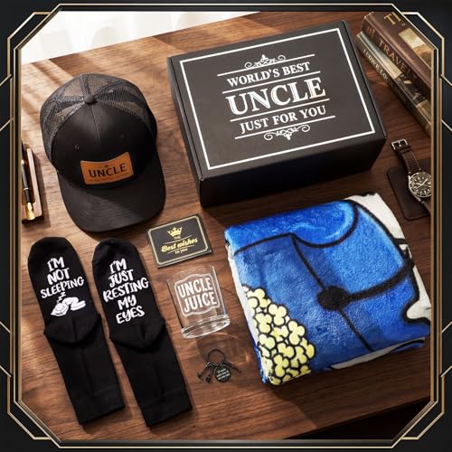 Uncle Gift Set - 7 Pieces for Birthday Christmas from Niece Nephew - Humor, Practicality & Style