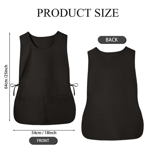 Eupholium Smock Apron Cobbler Apron with Side Ties and 2 Deep Pockets Unisex Apron for work kitchen (Black)