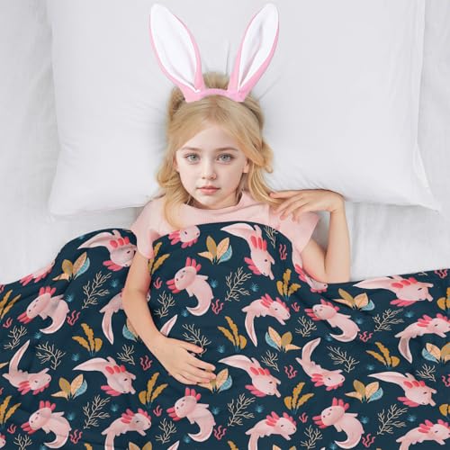 Axolotl Blanket - Soft Flannel Throw for Kids & Adults, 40x50 Inch