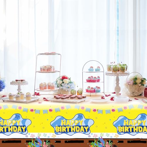 JU XIN Yellow Tablecloths for Birthday Parties | 2 Pcs, 70.8 x 42.5 Inch