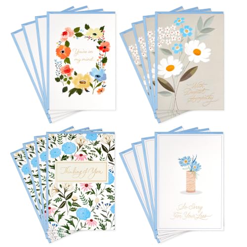 Hallmark Sympathy Cards Assorted Pack - 16 Floral Designs